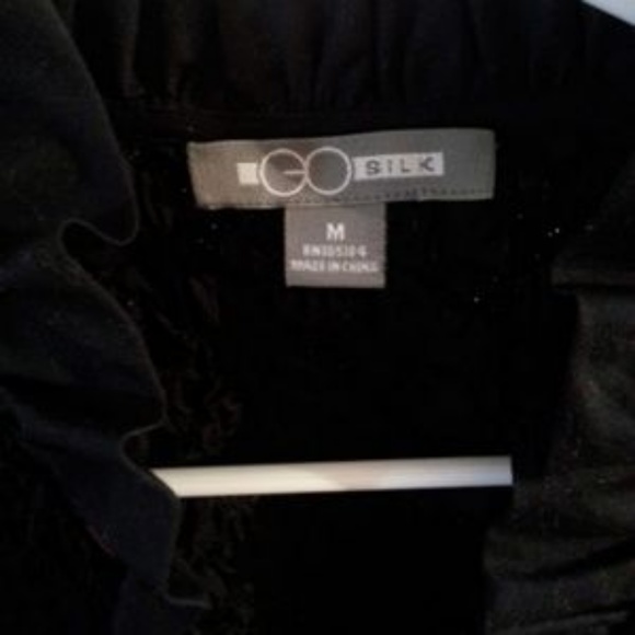 Go SILK Black Ruffle-Sleeve Gathered Poplin jacket or blouse szM - Picture 5 of 6